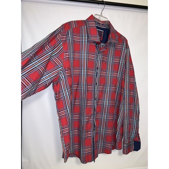 HAWES AND CURTIS Shirt Mens Long Sleeve Red Checkered Print Button Down Sz XXXL - Picture 1 of 6